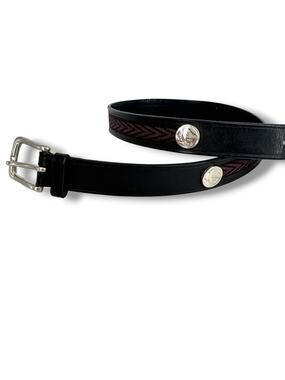 Gap belt men's 34 buffalo head nickel silver tone Italian leather western black